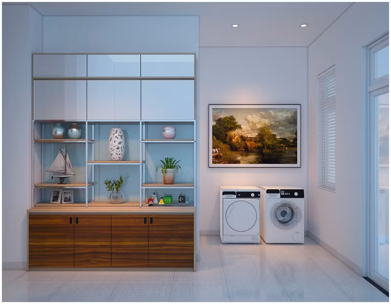 Biệt thự mini còn có một phòng giặt đặt ở tầng 3, thuận tiện cho sinh hoạt hàng ngày.