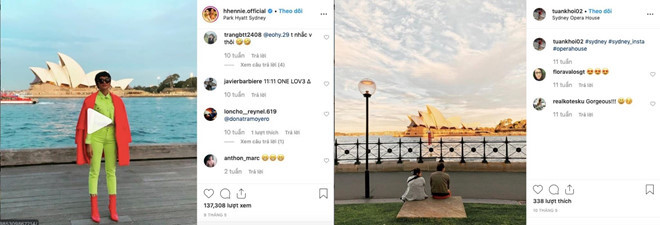 Nghi vấn xuất phát từ việc H'Hen Niê và chàng trai này thường xuyên "check-in" tại cùng một địa điểm, trong khoảng thời gian trùng khớp. Ví dụ, hoa hậu đăng video tạo dáng trước nhà hát Opera Sydney (Australia) vào ngày 9/5. Ngày 10/5, Tuankhoi cũng chia sẻ hình ảnh cho thấy anh đang ở tại địa điểm này.