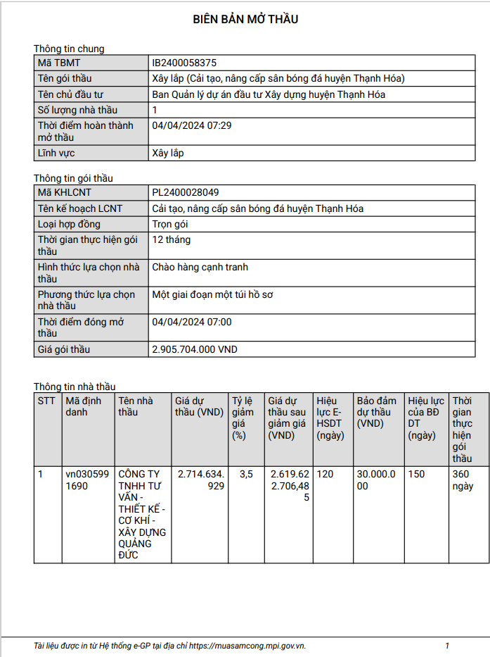 Long An: Cty Quảng Đức có trúng 2 gói thầu xây lắp tại Thạnh Hóa? Long An: Cty Quang Duc co trung 2 goi thau xay lap tai Thanh Hoa?