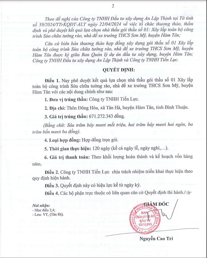 Bình Thuận: Cty Tiến Lực 1 ngày trúng 2 gói thầu tại Hàm Tân - Hình 2 Binh Thuan: Cty Tien Luc 1 ngay trung 2 goi thau tai Ham Tan-Hinh-2