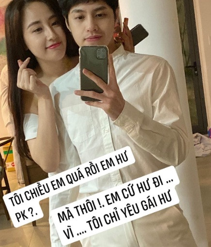 Noo Phước Thịnh mượn câu "thả thính" đang gây sốt mạng TikTok để gửi đến Mai Phương Thúy vào đúng ngày sinh nhật của nàng hoa hậu 6/8: "Tôi chiều em quá rồi em hư phải không? Mà thôi em cứ hư đi vì tôi chỉ yêu gái hư".