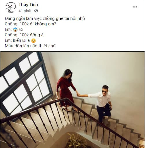 Phan ung cua Thuy Tien khi Cong Vinh hoi: 