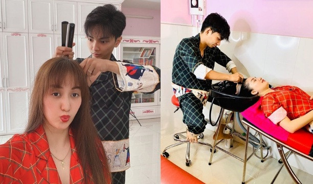 Không chỉ xuất hiện lung linh cùng nhau ở những sự kiện, dưới ánh đèn sân khấu, cặp đôi còn gây thiện cảm khi tự tay gội đầu, sấy tóc cho nhau.