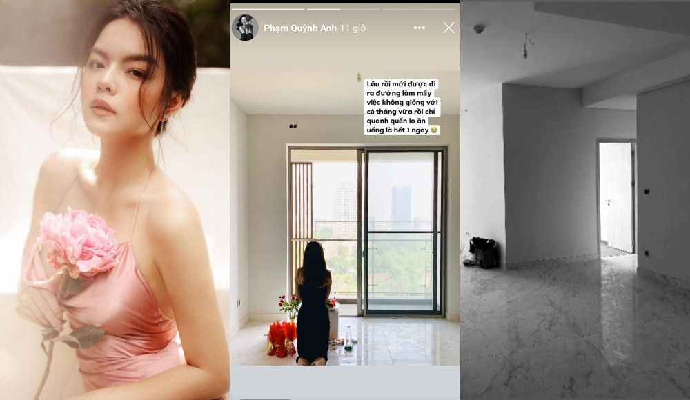 Sao Việt Phạm Quỳnh Anh hé lộ một góc nhỏ trong căn hộ mà cô mới mua tại TP.HCM. Hiện tại, nữ ca sĩ chỉ vừa nhận nhà, chưa thiết kế và bày trí nội thất cho không gian mới này.