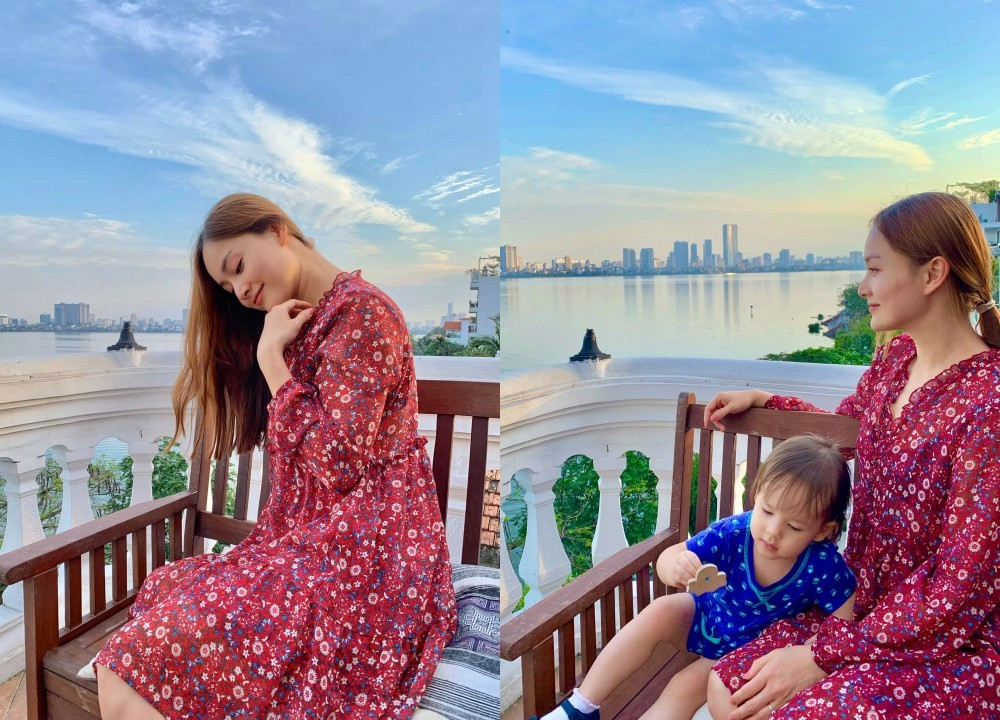 Lan Phương chia sẻ những khoảnh khắc đáng yêu bên con gái do chồng Tây chụp được. Nữ diễn viên dí dỏm viết: “Cảm ơn chồng yêu thỉnh thoảng chụp được cho em vài tấm hình đẹp”.