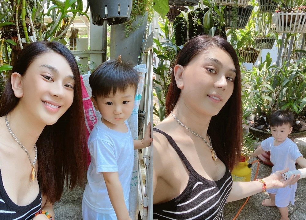 Lâm Khánh Chi đăng tải ảnh chụp bên con trai tại nhà mẹ đẻ. Nữ ca sĩ không nhắc đến việc mâu thuẫn với chồng mà chỉ chia sẻ: “Hai mẹ con em trốn dịch tại nhà ông bà ngoại. 4 ngày rồi dài đằng đẵng”.