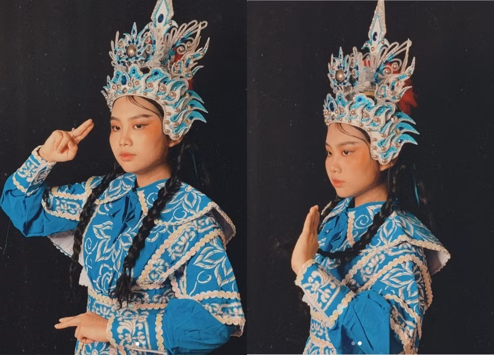 Phương Mỹ Chi chia sẻ ảnh chụp cũ khi cô tham gia “Gương mặt thân quen” và hóa thân thành NSƯT Diệu Hiền trong trích đoạn cải lương “Nhụy Kiều tướng quân”.