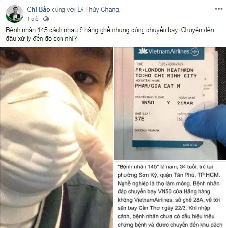 Con trai Chi Bao di chung chuyen bay voi benh nhan thu 145 nhiem Covid-19