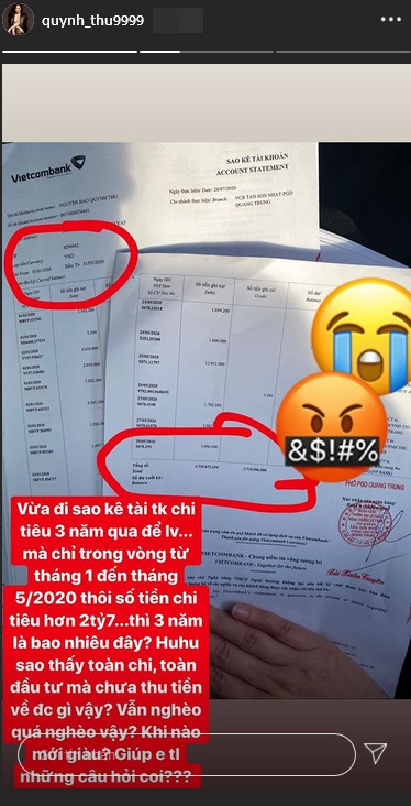 Quynh Thu tieu gi ma het 2,7 ty dong trong 5 thang?