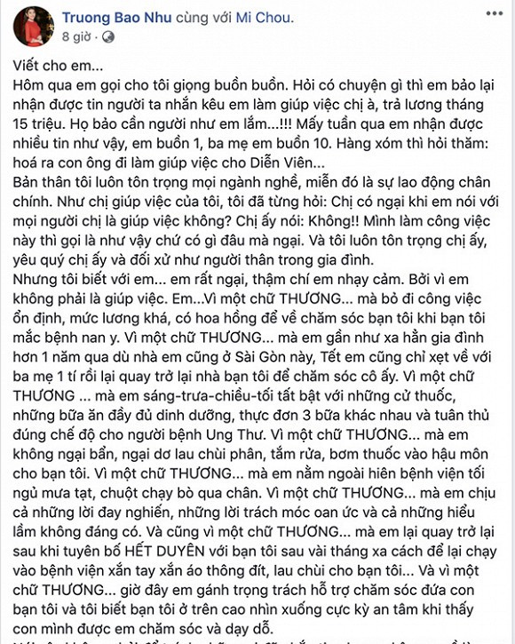 Truong Bao Nhu tiet lo ve nguoi cham Mai Phuong bi hieu lam la giup viec-Hinh-2