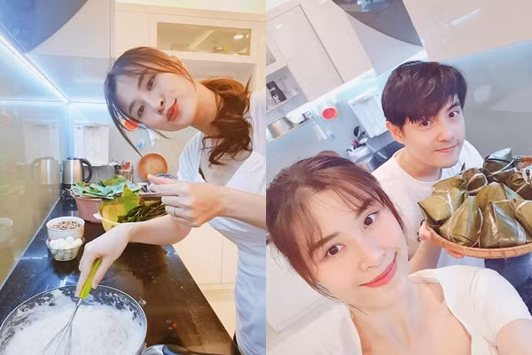 Giống như bao phụ nữ khác, Đông Nhi luôn chu toàn bữa ăn hàng ngày cho cả gia đình. Cô thường xuyên vào bếp trổ tài nấu nướng những món ăn chồng yêu thích và được nửa kia tấm tắc ngợi khen.