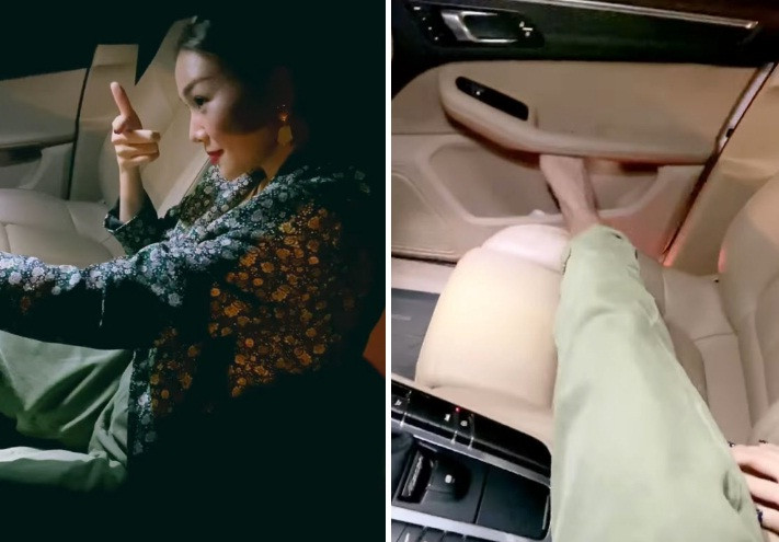 Thanh Hằng gây thích thú khi đăng clip dùng chân đóng cửa xe hơi. "Chân dài để làm gì", người đẹp hài hước.