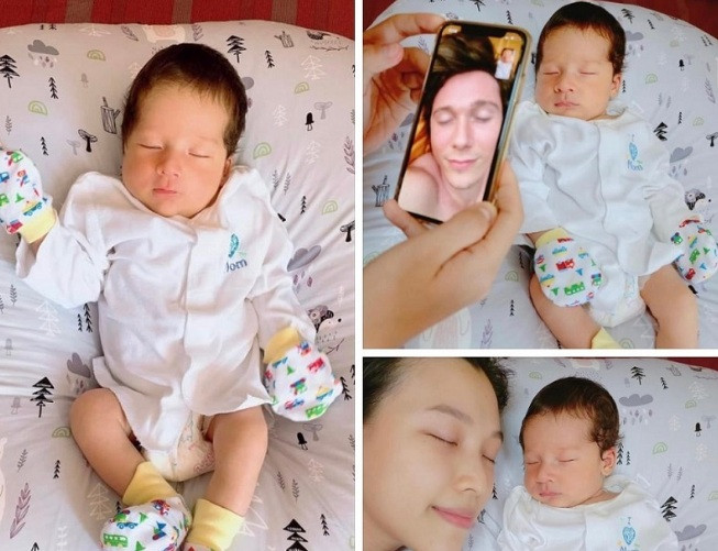 Á hậu Hoàng Oanh hài hước hỏi khán giả con trai giống ông xã hay giống mình. Cô chia sẻ vợ chồng cô tranh cãi việc con giống ai nhiều ngày qua và hiện tại vẫn chưa có kết quả.