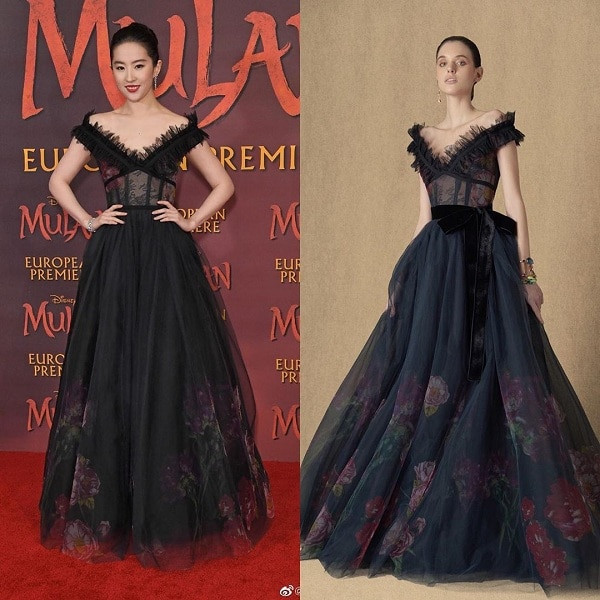 Bộ váy mà nữ diễn viên Mulan mặc thuộc BST Pre-Fall 2020 của nhà mốt Elie Saab.