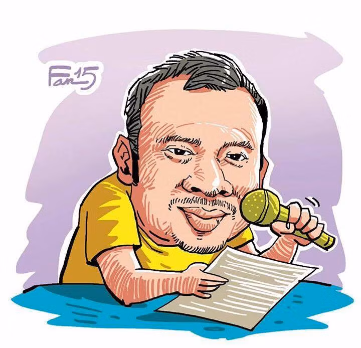 Hình ảnh hài hước dí dỏm của fan vẽ về MC Long Vũ.