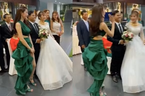 Qua dam cuoi, Thuy Tien lam dieu bat ngo voi co dau chu re-Hinh-3