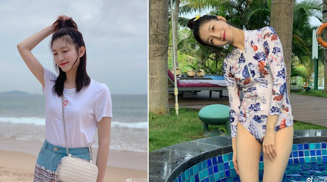 Nhan sắc trẻ trung hơn tuổi thật của Giang Sơ Ảnh. Tuổi 34 vẫn chưa có nơi chốn nương tựa, cô được xếp vào những mỹ nhân độc thân đắt giá của showbiz Hoa ngữ. Ảnh: Weibo.