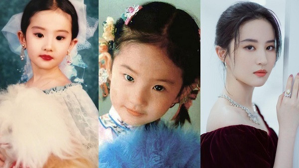 “Tiểu Long Nữ” Lưu Diệc Phi cũng từng gây sốt với loạt ảnh thời thơ ấu. Dường như những đường nét của cô không thay đổi theo thời gian. Từ ánh mắt cho đến thần thái biểu cảm đã toát ra nét “thần tiên” thoát tục mà khán giả vẫn ưu ái gọi bằng cái tên “Thần tiên tỷ tỷ” của làng giải trí Hoa ngữ.