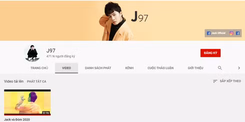 Kênh Youtube mới thành lập vài ngày "J97" và chỉ vừa đăng tải 1 video đã nhận được gần 500k lượt đăng kí. Theo chia sẻ của Jack, kênh Youtube này sẽ là nơi phát hành các sản phẩm âm nhạc của mình trong thời gian tới.