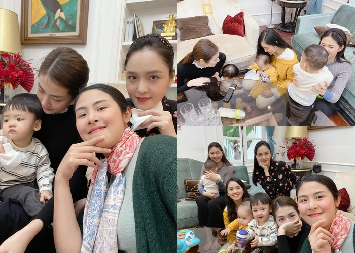 Hoa hậu Ngọc Hân chia sẻ lên trang cá nhân hình ảnh tụ tập cùng các bà mẹ bỉm sữa như Á hậu Tú Anh, Á hậu Thanh Tú, Á hậu Hoàng Anh cùng các con nhỏ.