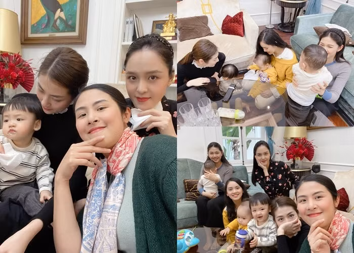 Hoa hậu Ngọc Hân chia sẻ lên trang cá nhân hình ảnh tụ tập cùng các bà mẹ bỉm sữa như Á hậu Tú Anh, Á hậu Thanh Tú, Á hậu Hoàng Anh cùng các con nhỏ.