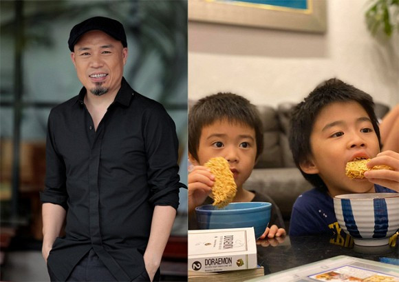 Nhạc sĩ Huy Tuấn đăng ảnh hai con ăn mì tôm sống: "Ăn Tết kéo dài anh em ơi". Khi được hỏi tại sao để các con ăn mì tôm sống, nam nhạc sĩ hài hước trả lời: "Tết dài quá nhà cháu tiêu hết tiền".