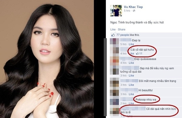 Chiếc cổ quá dài đã làm cho việc chỉnh sửa ảnh bị phát hiện.