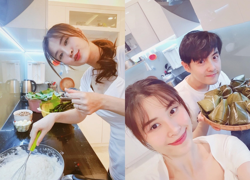 Vợ chồng Đông Nhi – Ông Cao Thắng cùng nhau vào bếp làm bánh giò nhân những ngày nghỉ dịch rảnh rỗi.