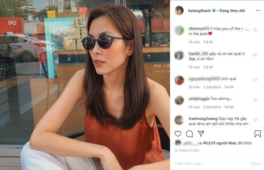 Vóc dáng "mình hạc xương mai" của "ngọc nữ" màn ảnh Việt trở thành chủ đề bàn tán của cư dân mạng. Nhiều người còn để lại bình luận trực tiếp tại các hình ảnh mà chân dài sinh năm 1986 đăng tải.