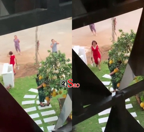 Nhiều người tụ tập trước biệt thự của Ngọc Trinh để chụp hình.