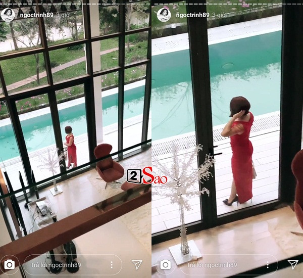 Người phụ nữ váy đỏ còn mạnh dạn tiến hẳn vào khu vực cửa nhà.