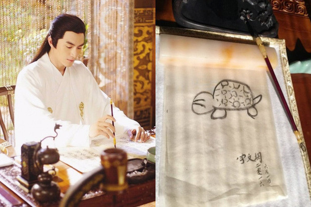 ... nhưng nào ngờ trong tờ giấy ấy lại là hình ảnh một con rùa anh vẽ siêu dễ thương thế này.