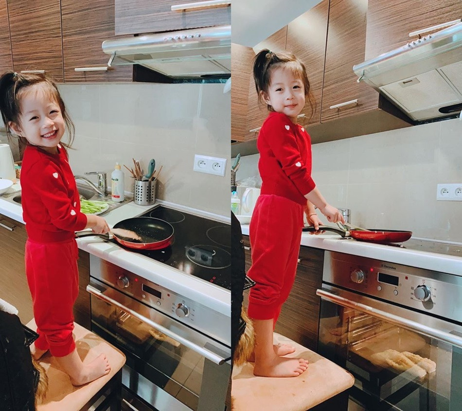 Con gai A hau Diem Trang nau an, rua bat thanh thao khi moi 3 tuoi