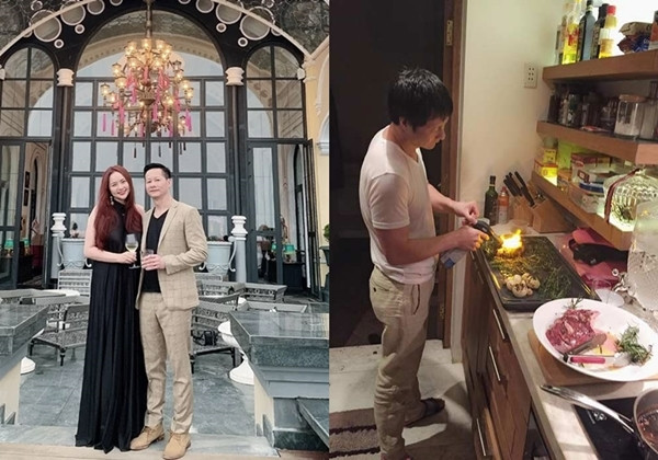 Đại gia Đức An - chồng của người đẹp Phan Như Thảo - cũng không hề kém cạnh về khoản này. Vốn là doanh nhân Việt kiều Mỹ thành đạt với khối tài sản khủng, Đức An sau khi kết hôn với Như Thảo còn cho thấy hình mẫu của ông chồng cực phẩm. Bên cạnh công việc bận rộn, vị doanh nhân này thường xuyên vào bếp nấu nướng cho vợ, chăm sóc con rất khéo léo. Những khoảnh khắc vào bếp nấu nướng giúp vợ cùng nhiều món ăn được bày biện đẹp mắt, thịnh soạn luôn khiến công chúng xuýt xoa. Nhiều người cho rằng, Phan Như Thảo thực sự quá may mắn khi có được người chồng vừa tài giỏi lại khéo léo.