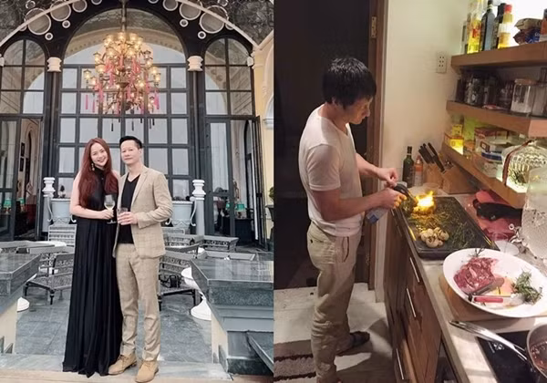Đại gia Đức An - chồng của người đẹp Phan Như Thảo - cũng không hề kém cạnh về khoản này. Vốn là doanh nhân Việt kiều Mỹ thành đạt với khối tài sản khủng, Đức An sau khi kết hôn với Như Thảo còn cho thấy hình mẫu của ông chồng cực phẩm. Bên cạnh công việc bận rộn, vị doanh nhân này thường xuyên vào bếp nấu nướng cho vợ, chăm sóc con rất khéo léo. Những khoảnh khắc vào bếp nấu nướng giúp vợ cùng nhiều món ăn được bày biện đẹp mắt, thịnh soạn luôn khiến công chúng xuýt xoa. Nhiều người cho rằng, Phan Như Thảo thực sự quá may mắn khi có được người chồng vừa tài giỏi lại khéo léo.