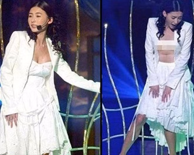 Trương Bá Chi cũng từng hết hồn vì sự cố tuột váy ngay khi trình diễn.