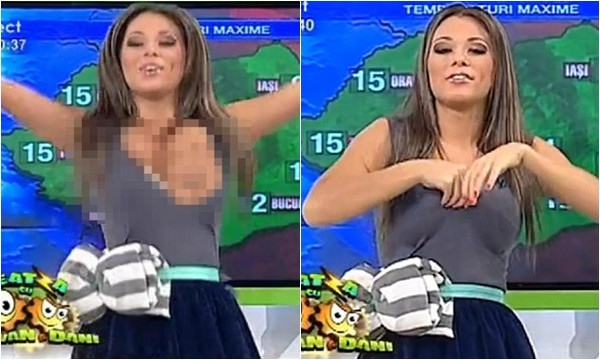 Roxana Vancea - BTV dẫn bản tin Dự báo Thời tiết trực tiếp trên kênh truyền hình Rumani từng bị lộ nguyên vòng 1. Cụ thể, khi hướng dẫn khán giả tập thể dục trong những ngày đẹp trời sắp tới, Vancea thoải mái nhún nhảy mà không hề hay biết chiếc áo khoét sâu đã "phản chủ". Sự cố này là một trong những kỷ niệm "nhớ đời" của Roxana Vancea.