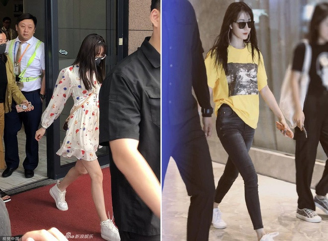 Những hình được chụp vội dưới ống kính của người hâm mộ và chưa qua chỉnh sửa cũng cho thấy đôi chân hoàn mỹ của Địch Lệ Nhiệt Ba.