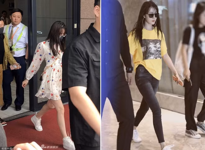 Những hình được chụp vội dưới ống kính của người hâm mộ và chưa qua chỉnh sửa cũng cho thấy đôi chân hoàn mỹ của Địch Lệ Nhiệt Ba.