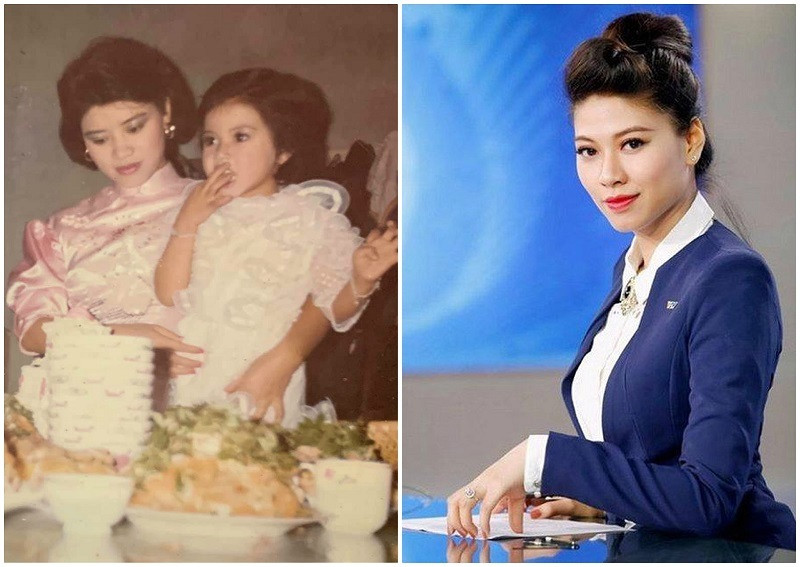 Trong tấm ảnh thuở bé hiếm hoi, MC Ngọc Trinh như tiểu công chúa bên mẹ, dường như rất hào hứng trước mâm cỗ. Quan trọng hơn, nhờ tấm ảnh mà khán giả biết được rằng Ngọc Trinh thừa hưởng vẻ đẹp đài các, kiêu sa từ mẹ ruột.