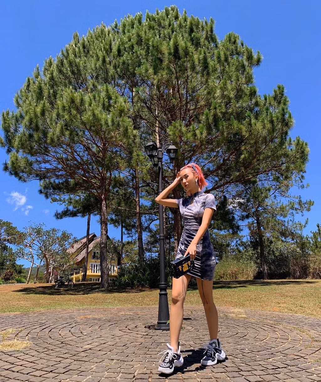 Mái tóc màu hồng nổi bật khiến tổng thể ngoại hình Quỳnh Anh Shyn trở nên độc đáo, cá tính hơn.