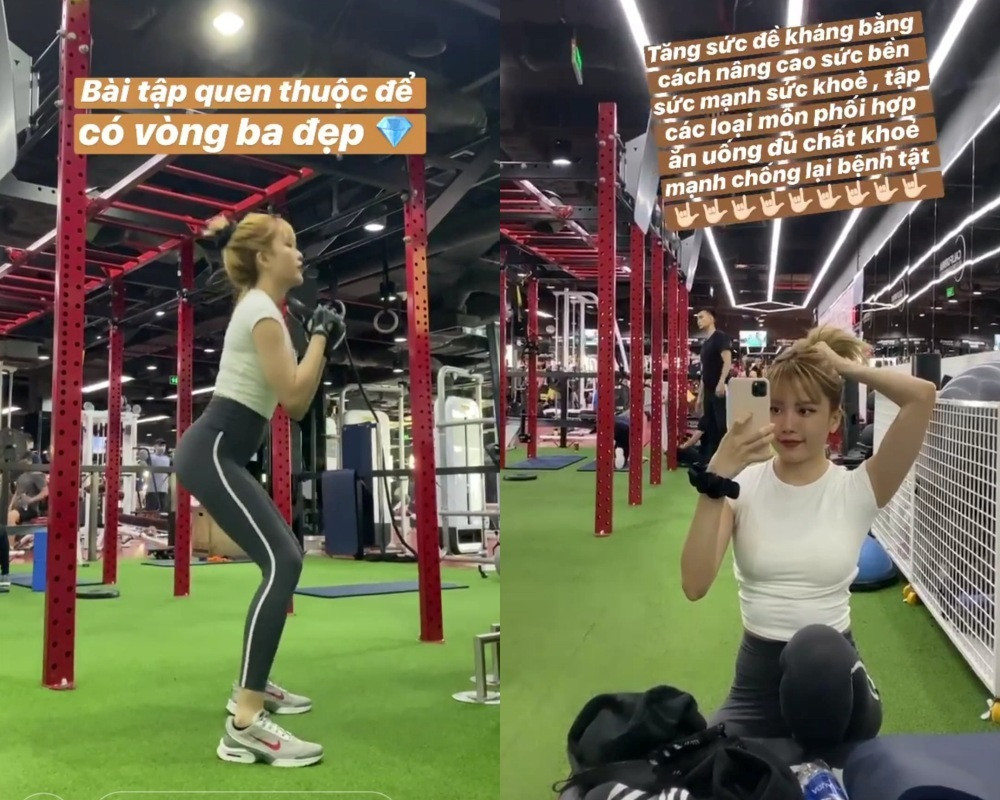 Thiều Bảo Trâm chăm chỉ tập gym để giữ gìn sức khỏe và vóc dáng.