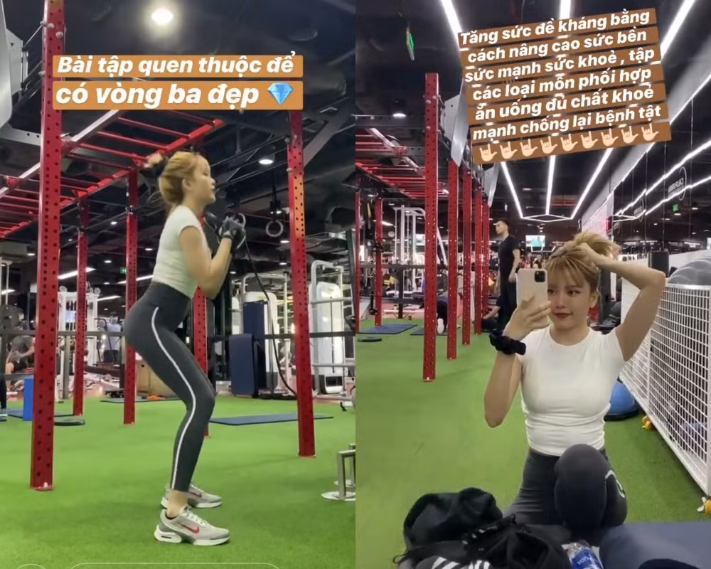 Thiều Bảo Trâm chăm chỉ tập gym để giữ gìn sức khỏe và vóc dáng.
