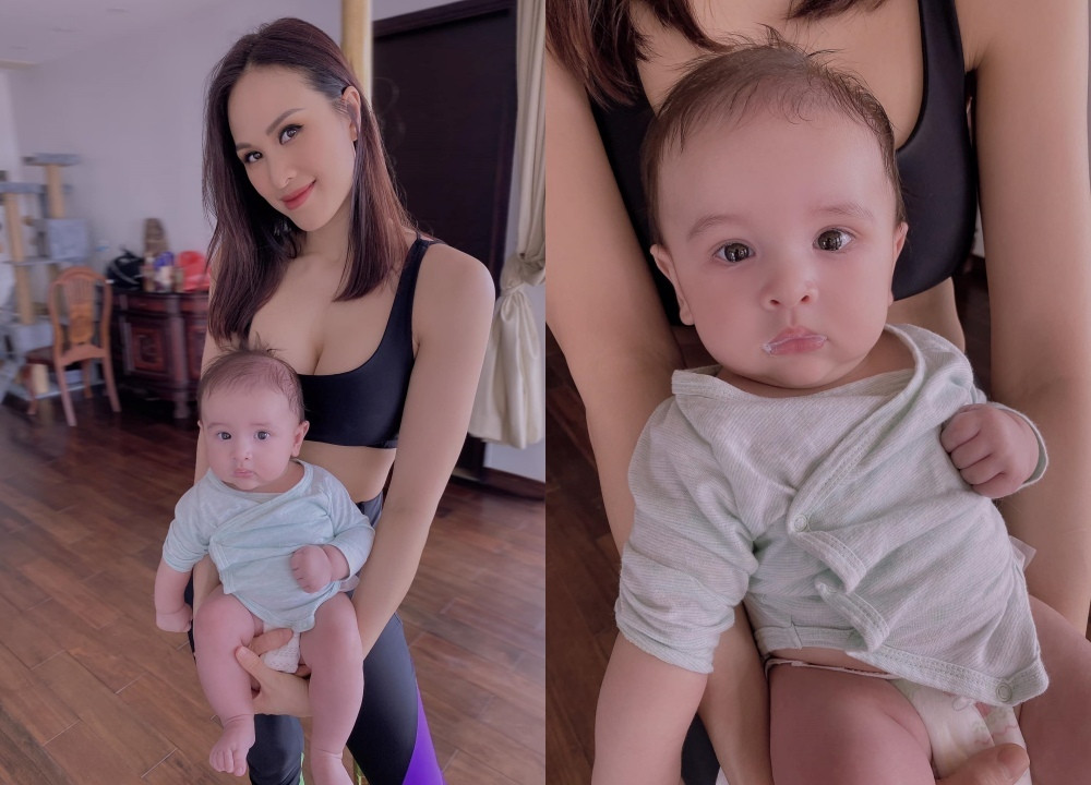 MC Phương Mai khoe ảnh con trai hơn 3 tháng tuổi.