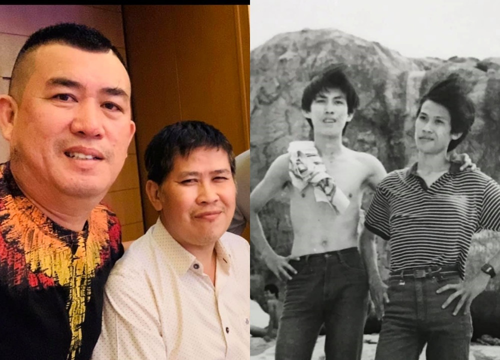 Danh hài Nhật Cường khiến người hâm mộ thích thú khi chia sẻ ảnh chụp với Phước Sang cách đây 34 năm. Anh dí dỏm viết: “Nhật Cường – Phước Sang xưa và nay. Không khác mấy nhỉ… Mới có 34 năm chớ mấy. Ôi! Thời gian...”.