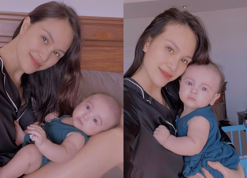 MC Phương Mai bật mí với người hâm mộ những thông tin ít ai biết về cậu quý tử của vợ chồng cô: “Quỷ Khủng Long, 16 tuần 4 ngày – đầu tóc hói sọi (papa nó bảo do đầu to nhanh hơn tốc độ mọc tóc chứ không phải là rụng tóc), lười ăn và bình thường toe toét những hễ giơ điện thoại lên chụp ảnh là lại diễn mặt lạnh mặt đơ y chang ai kia”.