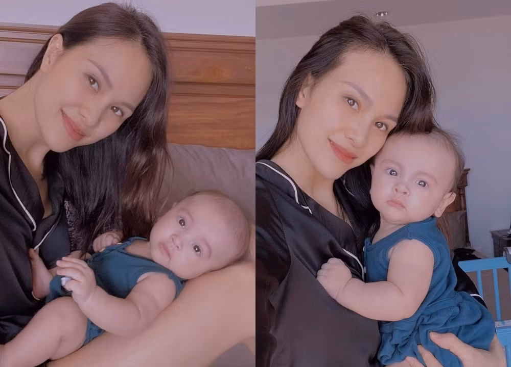 MC Phương Mai bật mí với người hâm mộ những thông tin ít ai biết về cậu quý tử của vợ chồng cô: “Quỷ Khủng Long, 16 tuần 4 ngày – đầu tóc hói sọi (papa nó bảo do đầu to nhanh hơn tốc độ mọc tóc chứ không phải là rụng tóc), lười ăn và bình thường toe toét những hễ giơ điện thoại lên chụp ảnh là lại diễn mặt lạnh mặt đơ y chang ai kia”.