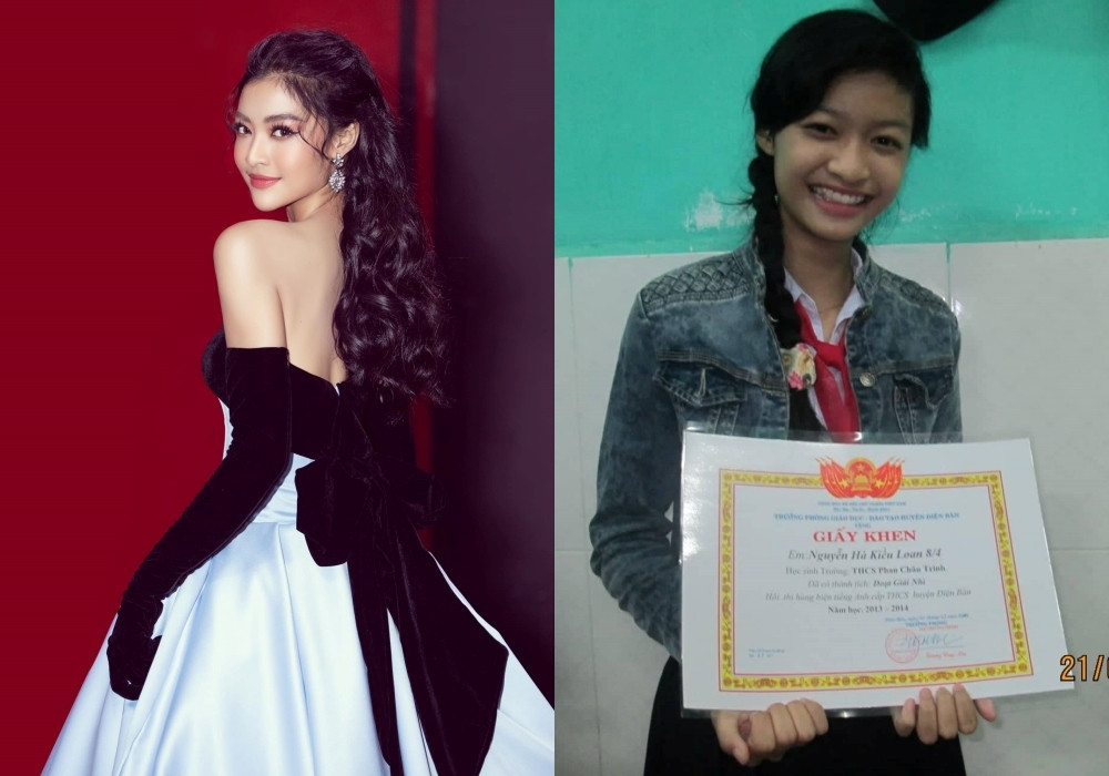 Á hậu Kiều Loan khiến người hâm mộ thích thú khi chia sẻ hình ảnh cách đây 6 năm, khi cô đang học lớp 8. Bức ảnh được chụp vào dịp Kiều Loan nhận giải nhì cuộc thì hùng biện tiếng Anh cấp THCS.