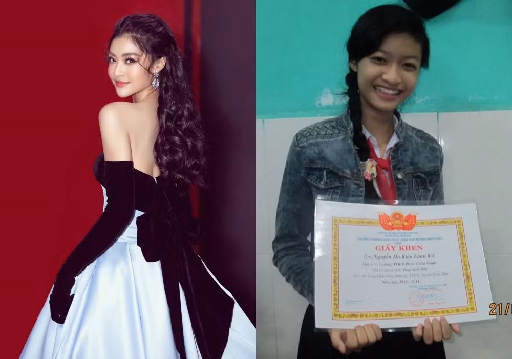 Á hậu Kiều Loan khiến người hâm mộ thích thú khi chia sẻ hình ảnh cách đây 6 năm, khi cô đang học lớp 8. Bức ảnh được chụp vào dịp Kiều Loan nhận giải nhì cuộc thì hùng biện tiếng Anh cấp THCS.