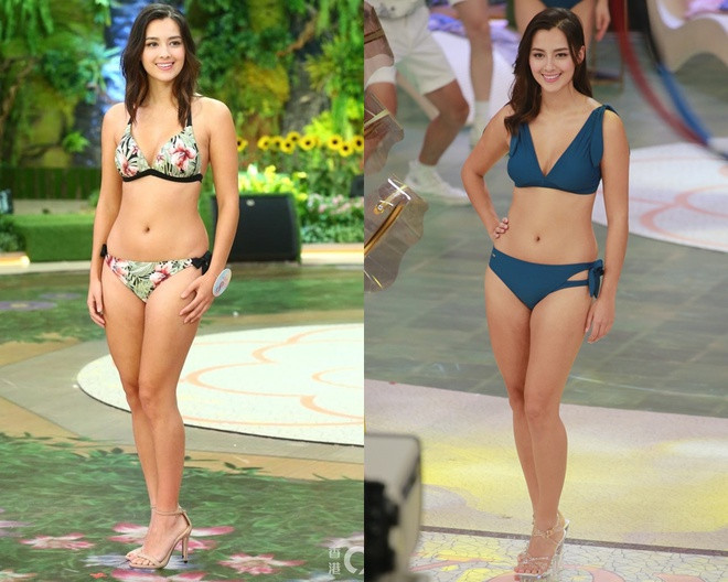 Chia sẻ trong cuộc thi, Tạ Gia Di cho biết cô đã giảm 6 kg trước khi đăng ký dự thi Hoa hậu Hong Kong. Có chiều cao khiêm tốn, khung xương lớn do là con lai, nhưng Tạ Gia Di tự tin bước vào các vòng thi hình thể. Cô nói: "Vòng eo của tôi không phải lớn nhất trong số các thí sinh, nhưng nhìn tôi như người béo nhất. Tuy nhiên, tôi không hề lo lắng với bất cứ phần thi nào". Ảnh: HK01.